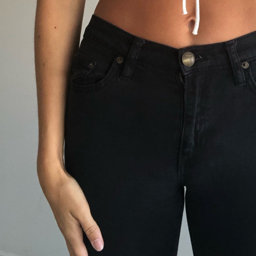 Black Free People Skinny Cropped Jeans With Stretch High Rise Size 25